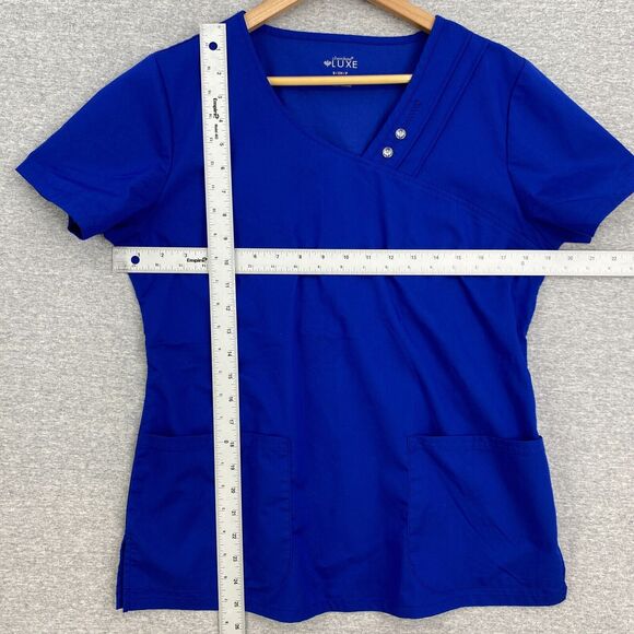 Cherokee Lux Scrub Top Womens Small Blue Nursing Vet Medical Uniform Fitted - Picture 8 of 12